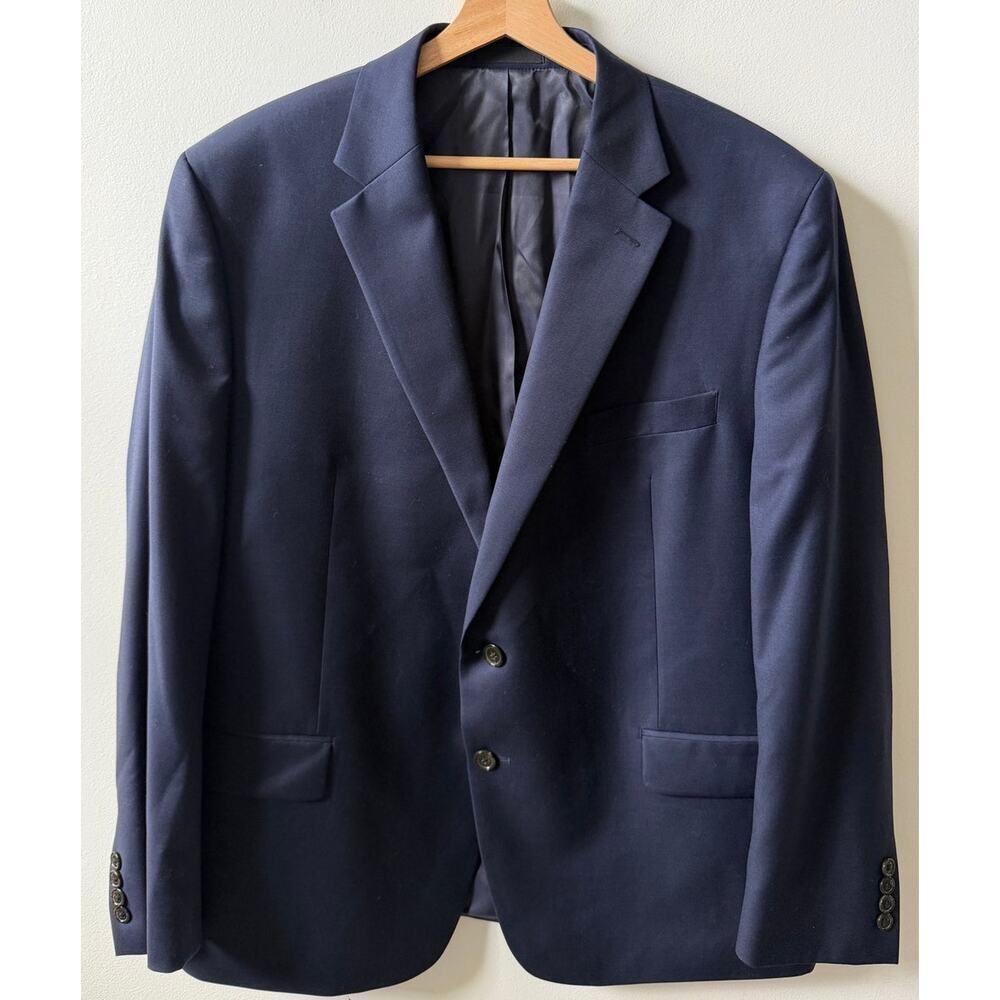 Polo Ralph Lauren navy blue wool blend blazer men's size 45R - Picture 2 of 6